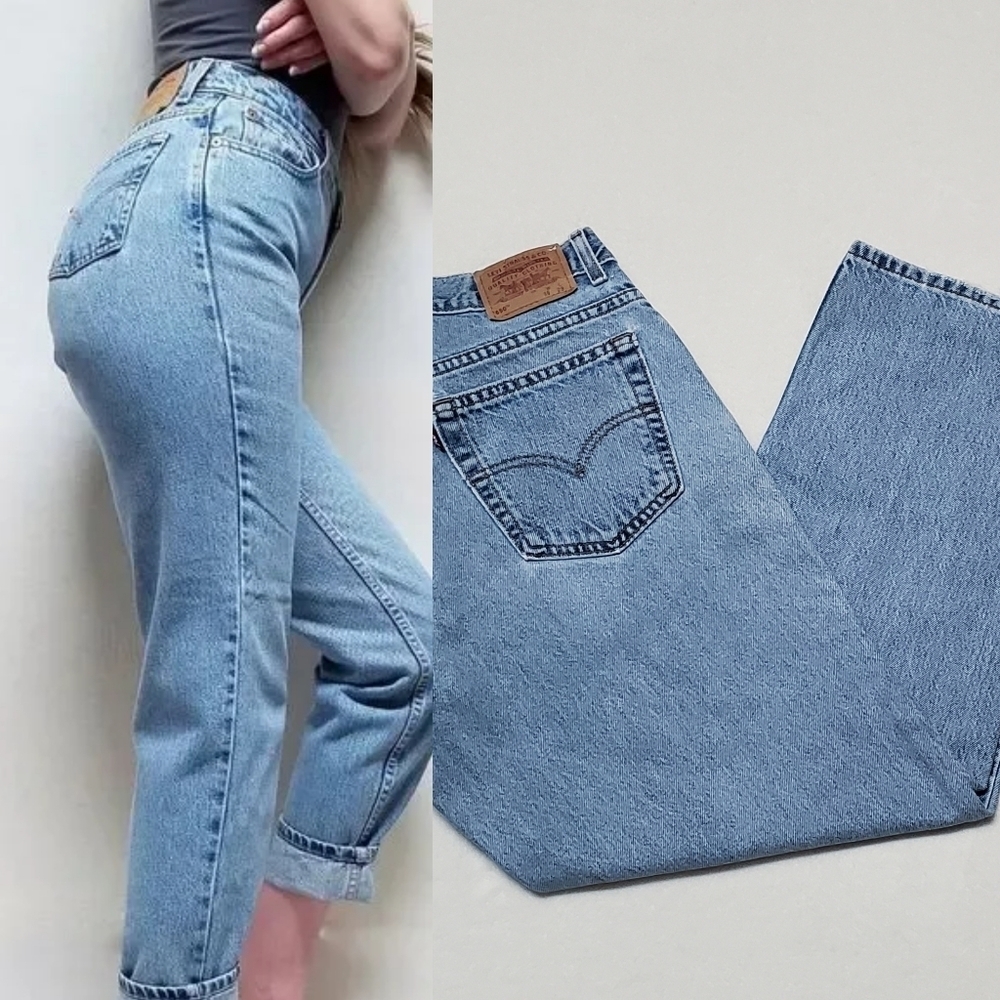 Vintage Retro Y2K Levi's 550 Relaxed Fit Husky Cut Light Wash Distressed Jeans